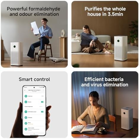 Xiaomi Smart Air Purifier 6, High CADR 443m³/h, Covers Rooms Up to 87.5m², 5-in-1 HEPA Filtration, Smart App & Voice Control, Quiet Air Cleaner for Dust, Smoke, Pollen & Pet Dander