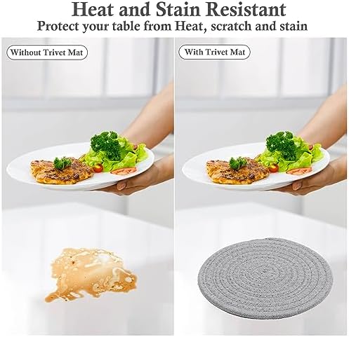 Billbotk 7" Trivets for Hot Dishes, Hot pots and Pans, 4 Heat Resistant Hot Pads, Pot Holders for Kitchen, Hot Plate Mats for Kitchen Countertops, Table, Home Essentials, Farmhouse Decor