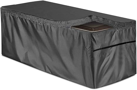 wide smile Outdoor Deck Box Cover with Zipper Waterproof Garden Storage Box Cover Patio Storage Container Protective Cover Black (157x76x71cm)