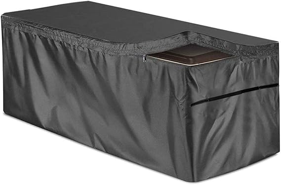 wide smile Outdoor Deck Box Cover with Zipper Waterproof Garden Storage Box Cover Patio Storage Container Protective Cover Black (157x76x71cm)