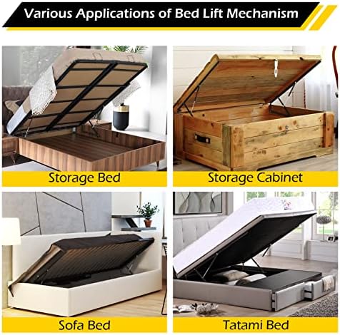 Dyna-Living 5FT Bed Lift Mechanism - 120kg/264.5lbs Load Capacity Hydraulic/Pneumatic Gas Spring Heavy Duty Bed Storage Lift for Storage Bed Box or Sofa Bed
