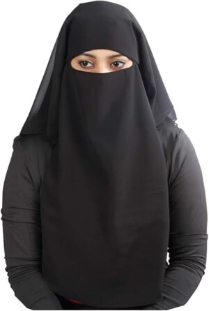 MyBatua 3 Layers Saudi Niqab In Breathable Georgette, Wholesale Price, 1pc Face Veil NQ-003