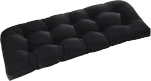 downluxe Outdoor Bench Cushion for Patio Furniture, Waterproof Tufted Overstuffed Porch Swing Cushions, Thick Outdoor Loveseat Cushions, 44" X 19" X 5", Black, Set of 1