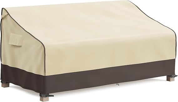 MR. COVER Outdoor Couch Cover Waterproof, Patio Furniture Covers for 3-Seater Couch, Fits up to 80"W x 38"D x 35"H, Moisture-proof & UV-protection, Brown & Khaki