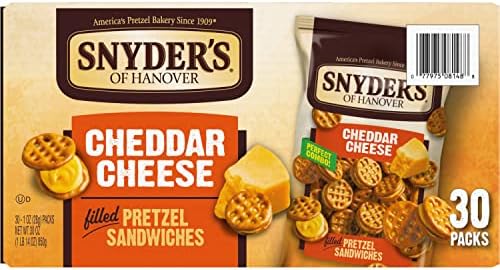 Snyder's of Hanover Pretzel Sandwiches, Cheddar Cheese, Snack Packs, 30 Ct