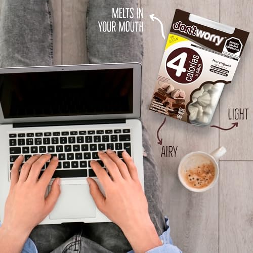 Don't Worry Low Calorie Meringue Cookies - 4 Pack - Chocolate| Sugar Free Chocolate Filled Center |Only 4 Calories per Piece, Low Sugar Candy, Gluten Free, Keto Friendly and Healthy Snacks for Adults