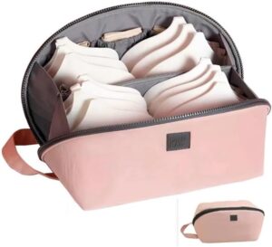Travel Underwear Organizer Bag, Portable Bra and Lingerie Storage Pouch with Liner, Large Packing Cube for Underwear, Socks, Cosmetic, and More - Ideal for Travel and Home Use (Pink)