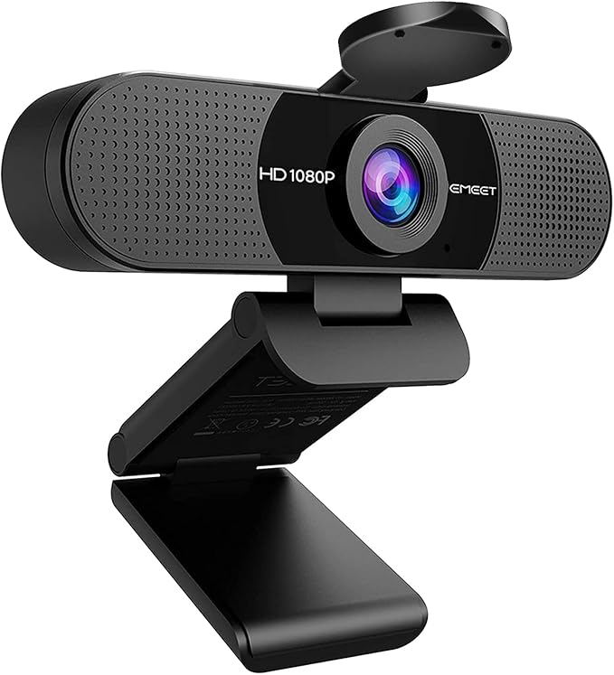 EMEET 1080P Webcam with Microphone, C960 Web Camera, 2 Mics Streaming Webcam, 90°FOV Computer Camera, Plug and Play USB Webcam for Online Calling/Conferencing, Zoom/Teams/Facetime/YouTube, Laptop/PC