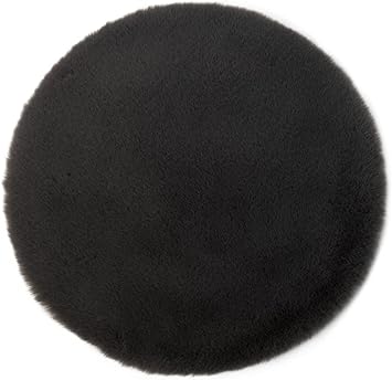 Gözze Faux Fur Chair Top, Seat Cushion, Artificial Fur 100% Polyester, Ø 38 cm, Antracite