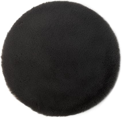 Gözze Faux Fur Chair Top, Seat Cushion, Artificial Fur 100% Polyester, Ø 38 cm, Antracite