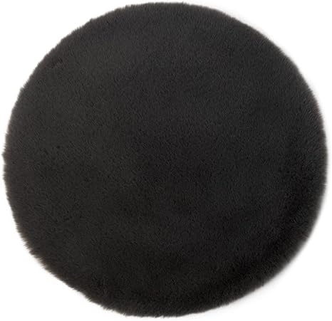 Gözze Faux Fur Chair Top, Seat Cushion, Artificial Fur 100% Polyester, Ø 38 cm, Antracite