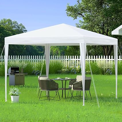 Yulan Outdoor Gazebo Tent Canopy 3x3 Meters With 4 Legs Outdoor Garden Marquee with Water-resistant Cover – Folding Party Camping Tent Frame & Canopy Easy Assembly (Yellow White) 410394