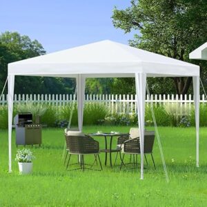 Yulan Outdoor Gazebo Tent Canopy 3x3 Meters With 4 Legs Outdoor Garden Marquee with Water-resistant Cover – Folding Party Camping Tent Frame & Canopy Easy Assembly (Yellow White) 410394