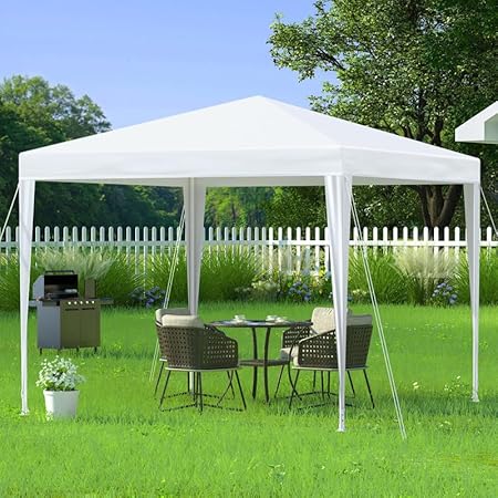 Yulan Outdoor Gazebo Tent Canopy 3x3 Meters With 4 Legs Outdoor Garden Marquee with Water-resistant Cover – Folding Party Camping Tent Frame & Canopy Easy Assembly (Yellow White) 410394