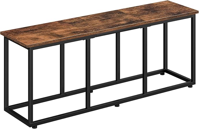 HOOBRO Dining Bench for Dining Room, 120cm Dining Table Bench Seat, Wooden Dining Bench Indoor, Industrial Entryway Bench with Steel Frame for Living Room, Bedroom, Rustic Brown and Black EBF45CD01