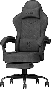 Gaming Chairs, Ergonomic Gaming Chair with Footrest for Adults, Technology Fabric Computer Chair with Headrest and Lumbar Support, Reclining Chair PC Office Chair, High Back, 350 LBS, Black