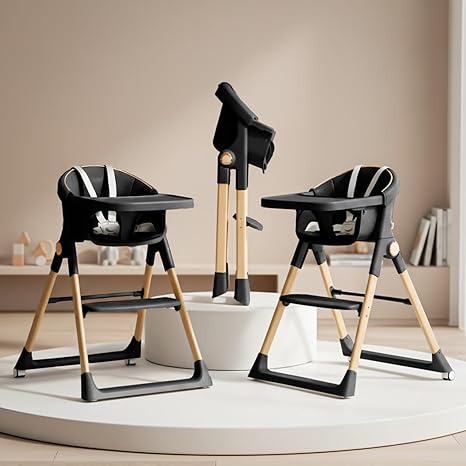 Baybee Premium 3-in-1 Convertible Baby High Chair | Toddler Feeding Chair, Dining Chair, & Eating Chair for Babies & Kids with 5-Point Safety, Adjustable Tray, Baby For 6 Months to 5 Years (Black)