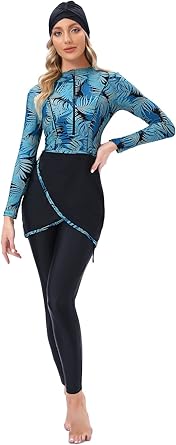 Modest Swimsuits for Women and Girls Twisted Design Full Body Cover Three Pieces Maximum Ultraviolent Sun Protection UPF 50+