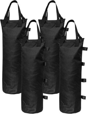 Canopy Weight Bags For Pop Up Tent, Sand Leg Weights Instant Outdoor Sun Shelter Legs,4-Pack (Bags Only, Not Included) (Black)
