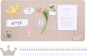 Large Bulletin Board, 47 * 23 Inch Felt Pin Board With 30 Push Pins, Cork Alternative for Wall, Photo Self-Adhesive Vision Mood Board for School & Home