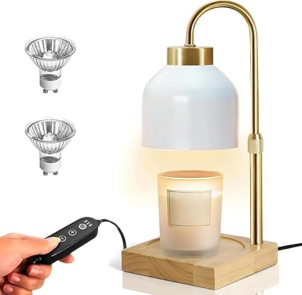 Candle Warmer Lamp, Adjustable Height Candle Lamp Warmer with Timer, Wax Warmer With Dimmer Adjustable Height For All Jar Scented Candle Melting Lamp Wax Warmer Bedroom Home Decor with 2 Bulb