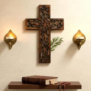 ESPLANADE Jesus Christ Cross Catholic Wooden Crucifix for Wall, Church Chapel | Home Decor | Wood - 12.25 Inches - Brown