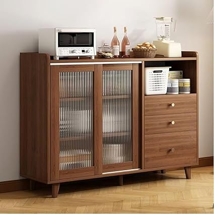 Modern Wooden Storage Kitchen Cabinet with Shelves for Living Room & Kitchen