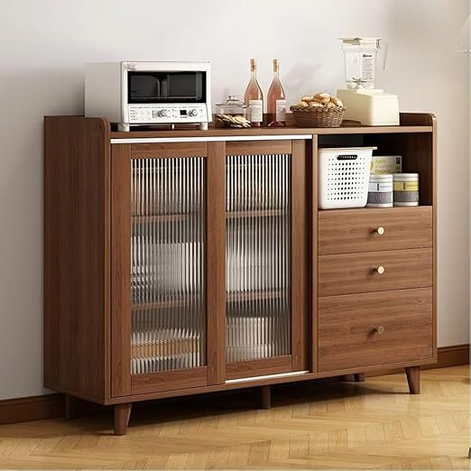 Modern Wooden Storage Kitchen Cabinet with Shelves for Living Room & Kitchen