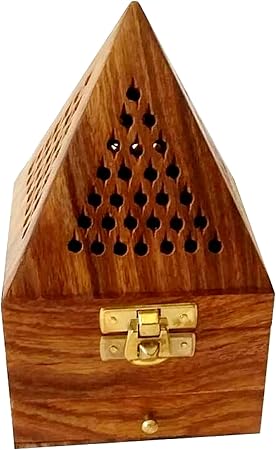 Saqoware Wooden Incence-Bakhoor Burner Pyramid shape Wooden Bakhoor Burner Medium Size