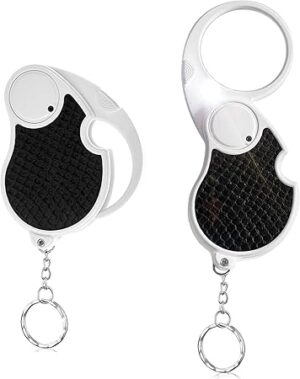 Zonon 5X Pocket Magnifying Glass Handheld with Light, Mini Illuminated Folding Magnifier Lighted Magnifier for Reading, Inspection, Low Vision, Flip Open Lens with Battery Cover（3 Pieces）