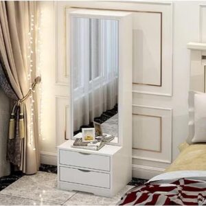 RAFFINE Multifunctional Dressing Mirror with 2-Drawer Storage Table & Built-in Shelves – Compact Dresser for Bedroom & Living Room (40x40x162 cm)