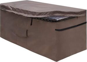 MountainLoc Garden Deck Box Cover, Storage Box Protective Covers With Zipper Lid And Air Vent, Waterproof, 420D Oxford Brown (157*76*69cm)