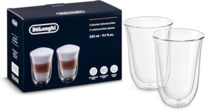 De'Longhi Bicchieri Latte macchiato Double Walled Thermo Latte Glasses, Clear, Set Of 2 330ml, 5513284171