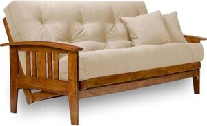 Nirvana Futons Westfield Futon Set - Full Size, Frame, 8" Mattress, Twill Khaki Cover