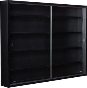 Inter Link Collector's Display Cabinet - Hanging Wall Shelf - Glass Case - MDF - Black (80 x 60 x 9.5 cm) Blacklava