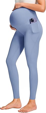 JOYSPELS Maternity Leggings Over The Belly with Pockets Non-See-Through Workout Pregnancy Leggings