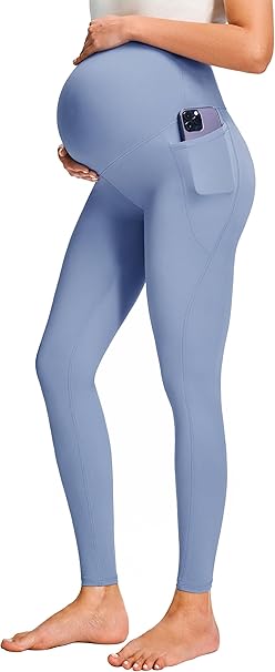 JOYSPELS Maternity Leggings Over The Belly with Pockets Non-See-Through Workout Pregnancy Leggings