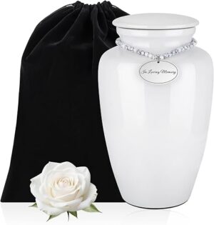 Abooxiu 10 Inches Cremation Urns for Human Ashes Ceramic Keepsake Urn for Ashes Decorative Burial Urn Memorial Funeral Ash Keepsake Adult Male Female - Up to 200 lbs
