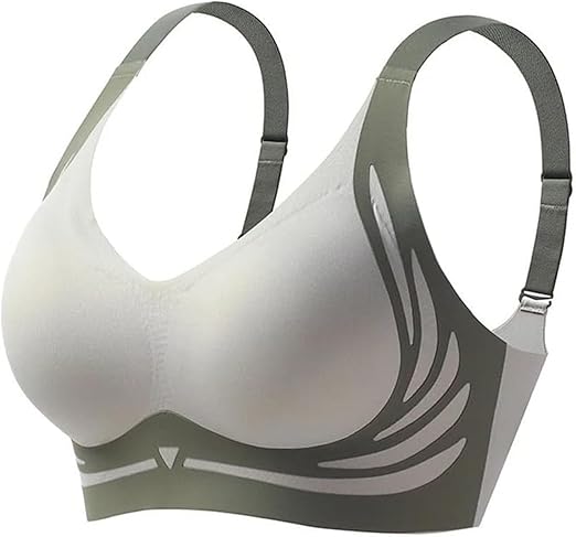 Lift Anti-Sagging Wireless Push Up Bra, Women's Wireless Seamless Push Up Bra, High Support Wireless Bra (Green, M)