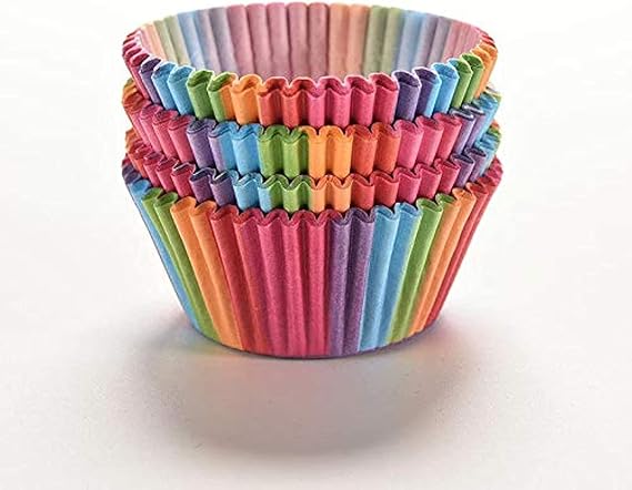100Pcs/set Rainbow Color Cupcake Baking Paper Cases Cake Box