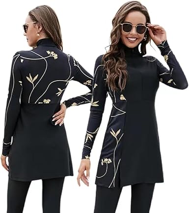 Women Muslim Swimsuits Full Body Islamic Arabic Long Sleeve Burkini 2 Pieces Modest Swimming Dress Suit Rash Guard Swimwear