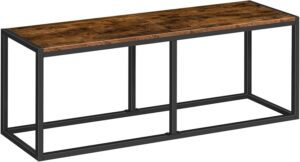 HOOBRO Wooden Dining Bench, Extra Long Kitchen Bench for Dining Table, Industrial Entryway Bench with Black Steel Frame and Wooden Top, for Bedroom, Living Room, Rustic Brown and Black EBF12CD01