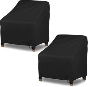 Patio Chair Covers, 2-Pack Outdoor Swivel Lounge Chair Covers, 420D Heavy Duty Oxford Waterproof Patio Furniture Covers, Outdoor Chair Covers Uv All Weather Protection (Black, 97x79x74cm)
