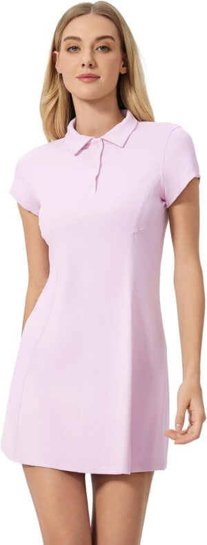 Zingther Women’s Ice Cool Athletic Mini Pique Polo Dress with Short Sleeve and Tummy Control, Quick-Drying Dress for Golf, Tennis, Badminton Workout and Casual Sporty Lifestyle