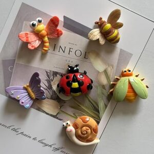 6pcs Insect Butterfly Fridge Magnets, Suitable for Kitchen, Office, Whiteboard, Dishwasher, Vibrant Colors, Gift for Christmas Fun Design with Colorful Patterns, Thanksgiving