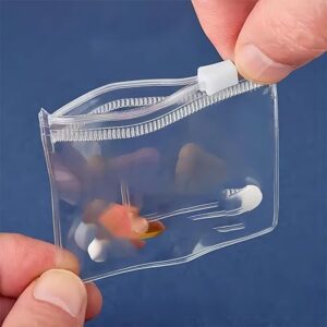 20PCS Storage Bags, Reusable Zipper Pouches for Jewelry, Small Items, 3.15x3.15in Travel Essentials Hand Washable, Portable Organizer Bags, Travel Organizer Zippered Storage Durable Plastic