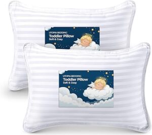 Utopia Bedding Toddler Pillow - Pack of 2 Baby Pillows for Sleeping - 100% Cotton Cover - Kids Pillows, Snow White - 13 x 18 inches
