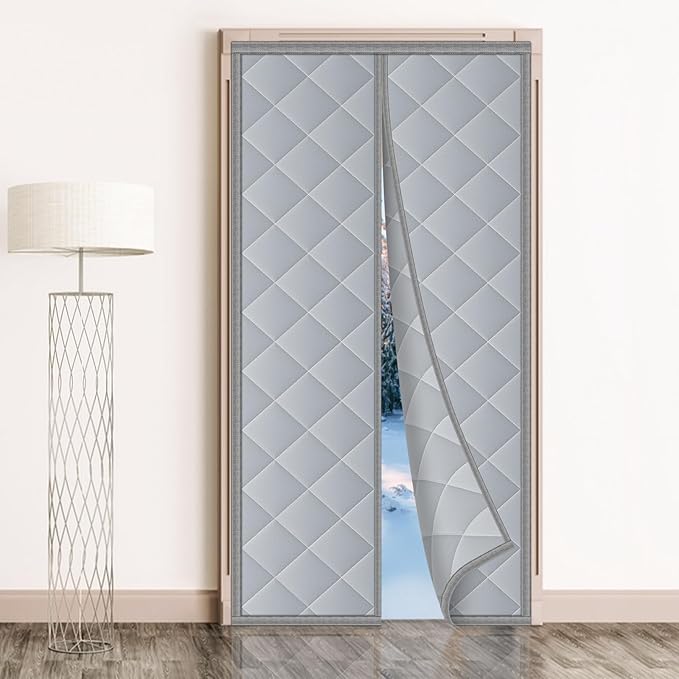 NALACAL Magnetic Insulated Door Curtain Magnetic Thermal and Insulation Self-Closing Door Cover for Winter Patio Bedroom AC Room Fits Door Size up to 36" x 80"