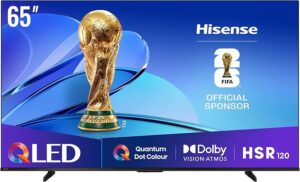 Hisense 65 inch QLED Smart TV E7N-Quantum Dot Colour, AI Picture, Dolby Vision, Dolby Atmos, Share to TV, Voice Control, Filmmaker Mode, Youtube, Netflix, Disney+ and Shahid, 65E7N (2024 UAE Version)