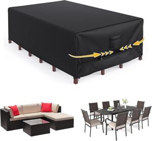 Patio Furniture Covers, Outdoor Waterproof Cover for Table, Chair, Sofa, Desk, 225 * 155 * 70Cm Black